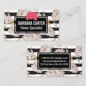 Carte De Visite Fleurs | Tracées | Carnations | Papillons (Devant / Derrière)