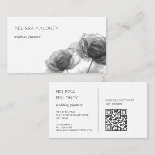 Carte De Visite Fleurs transparentes noires et blanches