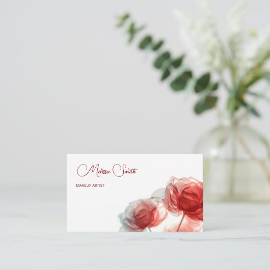 Carte De Visite Fleurs transparentes rouges (Debout devant)