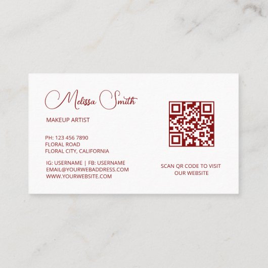 Carte De Visite Fleurs transparentes rouges (Dos)