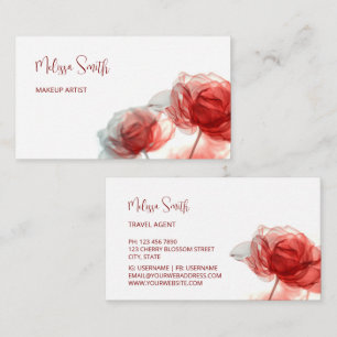 Carte De Visite Fleurs transparentes rouges