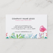 Carte De Visite Fleurs tropicales Bordure & Flamants roses roses (Dos)