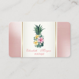 Carte De Visite Fleurs Tropicales de Ananas Moderne Tendance Fémin