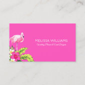 Carte De Visite Fleurs tropicales et Flamant rose rose rose rose e (Devant)
