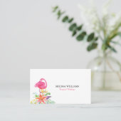 Carte De Visite Fleurs tropicales et Wedding planner Flamant rose  (Debout devant)