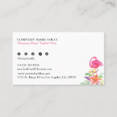 Carte De Visite Fleurs tropicales et Wedding planner Flamant rose  (Dos)