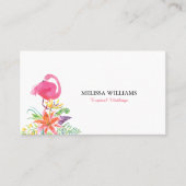 Carte De Visite Fleurs tropicales et Wedding planner Flamant rose  (Devant)
