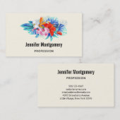 Carte De Visite Fleurs tropicales exotiques en rose et turquoise (Devant / Derrière)