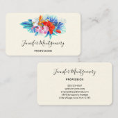 Carte De Visite Fleurs tropicales exotiques - Rose & Aqua (Devant / Derrière)