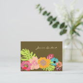 CARTE DE VISITE FLEURS TROPICALES GRAVES RÉTRO/ARRIÈRE - PLAN DO-I (Debout devant)