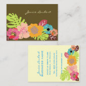 CARTE DE VISITE FLEURS TROPICALES GRAVES RÉTRO/ARRIÈRE - PLAN DO-I (Devant / Derrière)