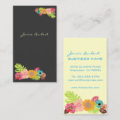 CARTE DE VISITE FLEURS TROPICALES GRAVES RÉTRO/ARRIÈRE - PLAN DO-I (Devant / Derrière)