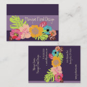 CARTE DE VISITE FLEURS TROPICALES GRAVES RÉTRO/ARRIÈRE - PLAN DO-I (Devant / Derrière)