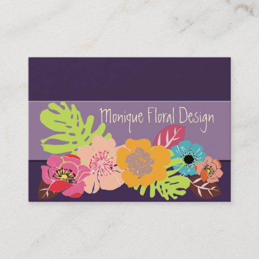 CARTE DE VISITE FLEURS TROPICALES GRAVES RÉTRO/ARRIÈRE - PLAN DO-I (Devant)