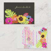 CARTE DE VISITE FLEURS TROPICALES GRAVES RÉTRO/ARRIÈRE - PLAN DO-I (Devant / Derrière)