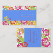 CARTE DE VISITE FLEURS TROPICALES GRAVES RÉTRO, HIBISCUS (Devant / Derrière)