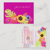 Carte De Visite FLEURS TROPICALES RÉTRO/do-it-yourself ARRIÈRE - P (Devant / Derrière)