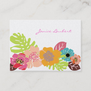 Carte De Visite FLEURS TROPICALES RÉTRO/do-it-yourself ARRIÈRE - P