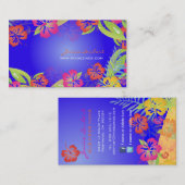 CARTE DE VISITE FLEURS TROPICALES RÉTRO, HIBISCUS (Devant / Derrière)