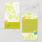 CARTE DE VISITE FLEURS TROPICALES RÉTRO, HIBISCUS (Devant / Derrière)