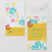 CARTE DE VISITE FLEURS TROPICALES RÉTRO, HIBISCUS (Devant / Derrière)