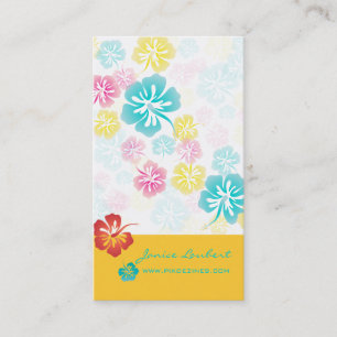 CARTE DE VISITE FLEURS TROPICALES RÉTRO, HIBISCUS