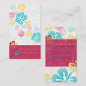 CARTE DE VISITE FLEURS TROPICALES RÉTRO, HIBISCUS (Devant / Derrière)