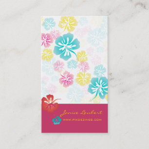 CARTE DE VISITE FLEURS TROPICALES RÉTRO, HIBISCUS