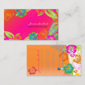 CARTE DE VISITE FLEURS TROPICALES RÉTRO, HIBISCUS (Devant / Derrière)