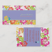 CARTE DE VISITE FLEURS TROPICALES RÉTRO, HIBISCUS (Devant / Derrière)