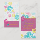 CARTE DE VISITE FLEURS TROPICALES RÉTRO, HIBISCUS (Devant / Derrière)