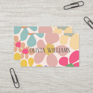 Carte De Visite Fleurs Vagues Pastel Retro