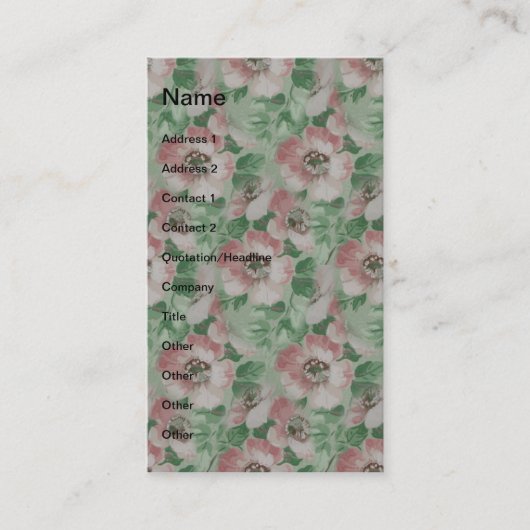 Carte De Visite Fleurs vintages (Devant)