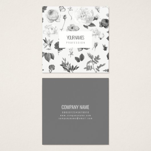 CARTE DE VISITE : "FLEURS VINTAGES" (Devant & derrière)