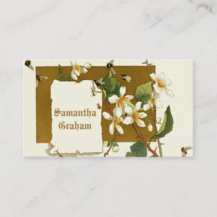 Carte De Visite Fleurs vintages blanches bleuets fleuris sur mesur