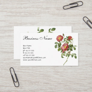 Carte De Visite Fleurs vintages Rose florale rouge de l'amour par