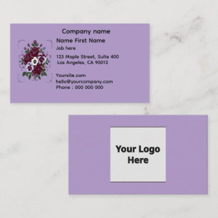 Carte De Visite Fleurs Violettes avec logo personnalisé 