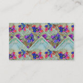 Carte De Visite Fleurs violettes et bleues Carrés Zigzags (Dos)