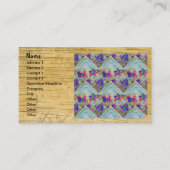 Carte De Visite Fleurs violettes et bleues Carrés Zigzags (Devant)