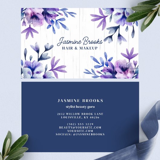 Carte De Visite Fleurs violettes et bleues rustiques