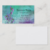 Carte De Visite Fleurs violettes et notes musicales (Devant / Derrière)