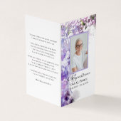 Carte De Visite Fleurs violettes Lilac Aquarelle Prière funéraire (Extérieur)