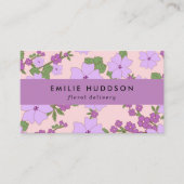 Carte De Visite Fleurs violettes, Verdure, Fleuriste, Boutique De (Devant)