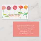 Carte De Visite Fleurs Zinnia Aquarelle Plante Orange (Devant / Derrière)
