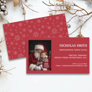 Carte De Visite Flocon de Noël professionnel Photo du Père Noël