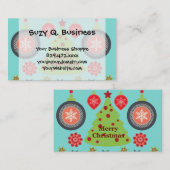 Carte De Visite Flocons de neige modernes d'arbre de Joyeux Noël (Devant / Derrière)