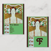 CARTE DE VISITE FLORA/FEMME AU MONOGRAMME DE ROSES BLANCHES (Devant / Derrière)