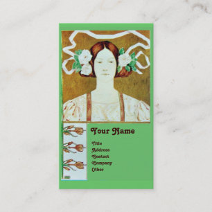 CARTE DE VISITE FLORA/FEMME AUX ROSES BLANCHES MONOGRAMME