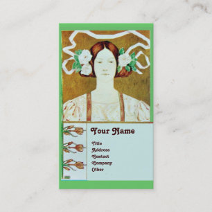 CARTE DE VISITE FLORA/FEMME AUX ROSES BLANCHES MONOGRAMME