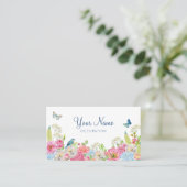 Carte De Visite Floraison bleue verte rose printemps (Debout devant)